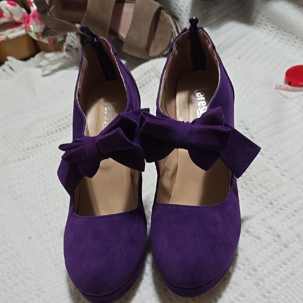Elegant Purple Bow Heels for Women